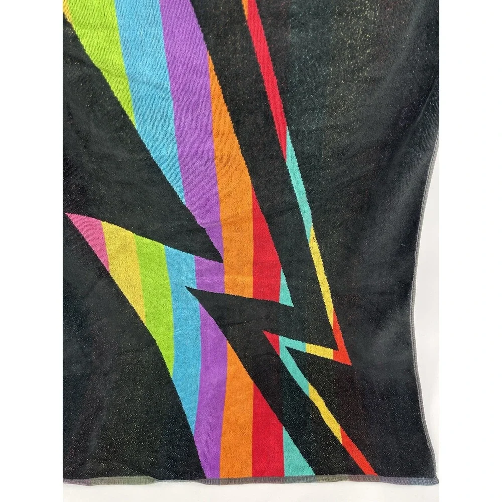 Vintage Hawaii Beach Towel by Maiden Black Multi Spell Out Cotton 56 x 33